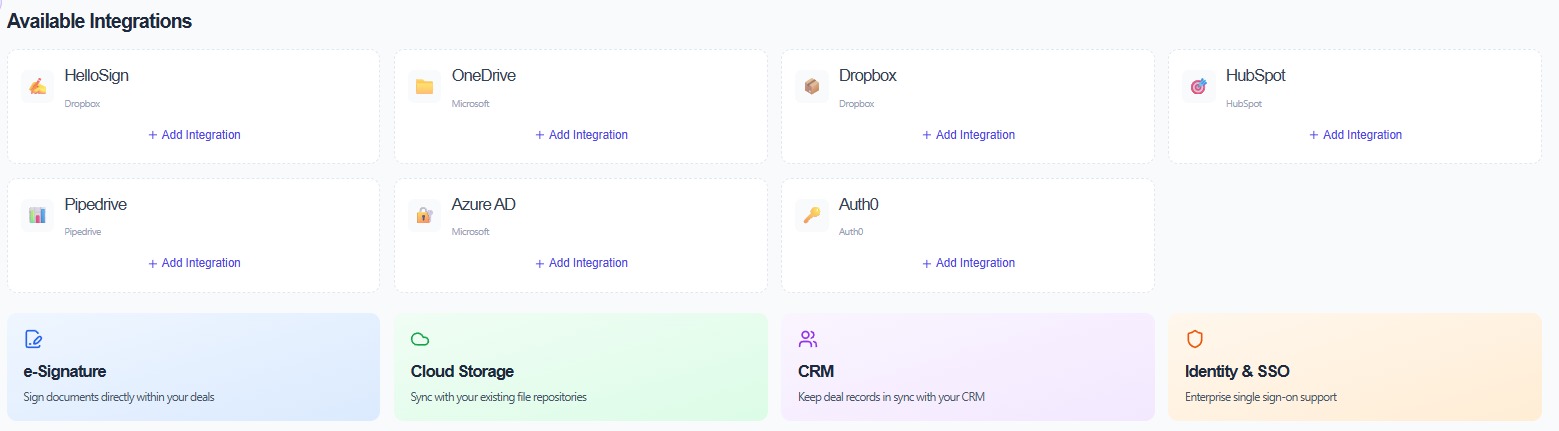 Space Nexus VDR available integrations — full library of connectable tools